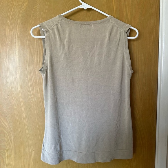 Eddie Bauer 100% Silk Beige Tan Sweater Vest Tank Top - Picture 3 of 3